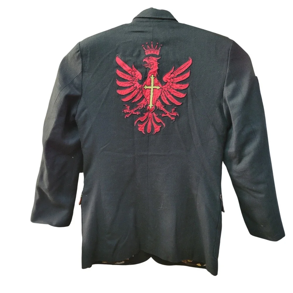 Edward Dada Military Style Jacket Dragon Lining Blazer‎ Coat Large L